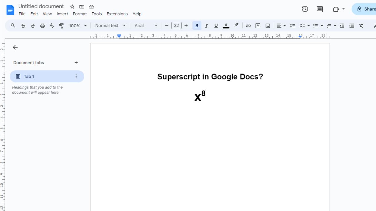 How to Superscript in Google Docs?